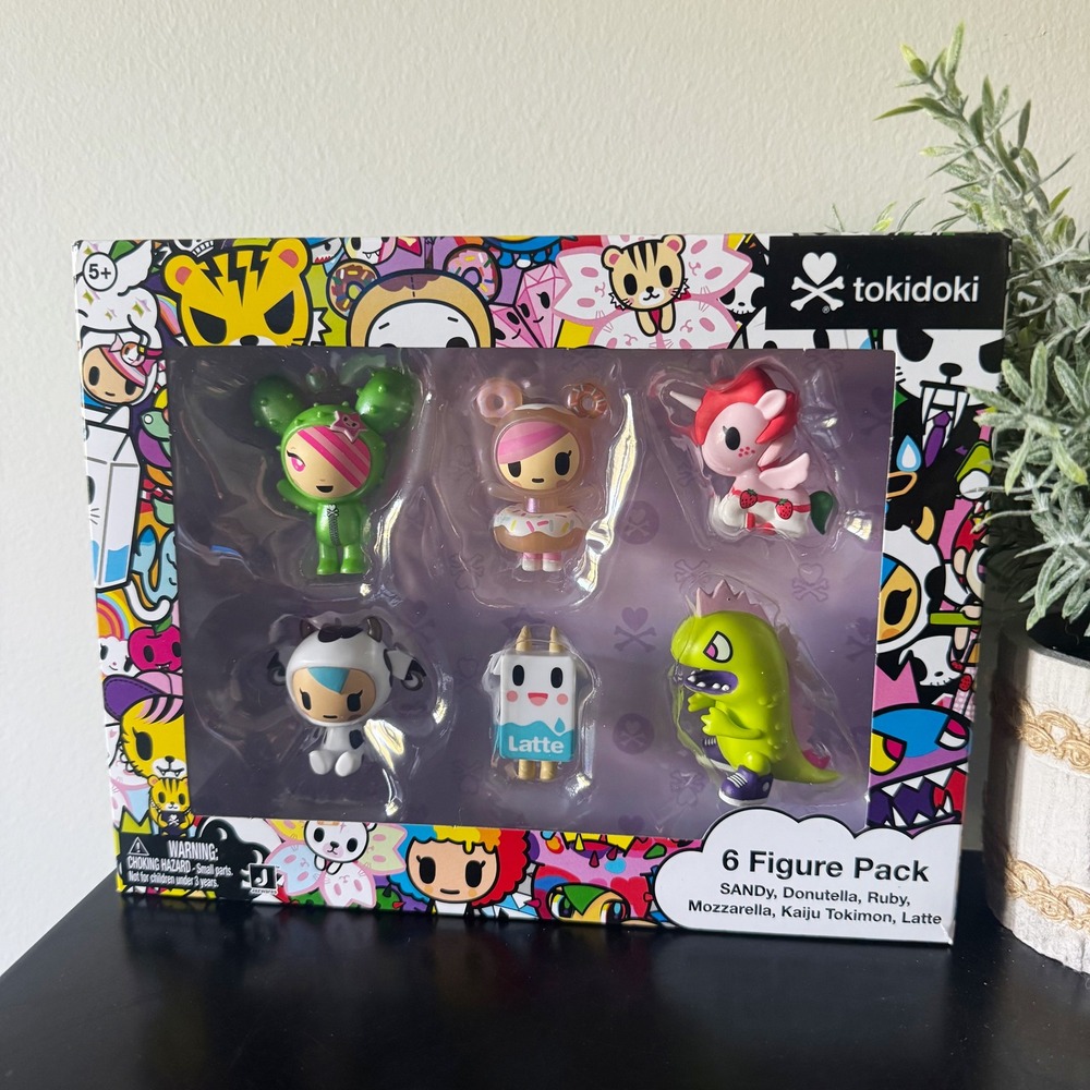 Tokidoki 6 Figure Pack SANDy Donutella Ruby Mozzarella Kaiju Latte NEW Kawaii